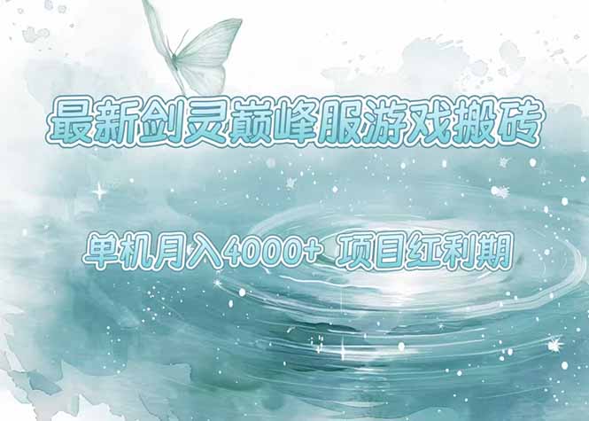 剑灵巅峰服搬砖红利期:单机稳定4000+,操作简单好上手