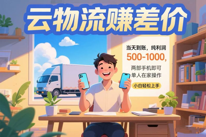 【低投入】云物流赚差价:两部手机在家操作,当天到账纯利润500-1000
