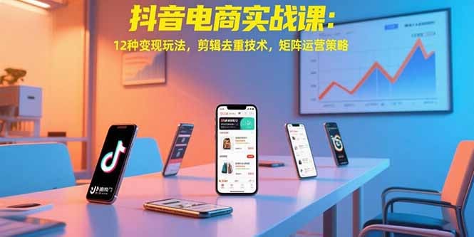 抖音电商实战课:12种变现玩法+剪辑去重技巧+矩阵运营策略全攻略