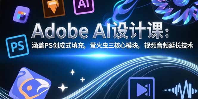 Adobe AI设计课：PS创成式填充、萤火虫三核心模块、视频音频延长技术全解析