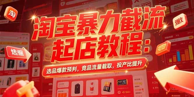 淘宝暴力截流起店教程:选品爆款预判+竞品流量截取+投产比提升秘籍(新手实操版)