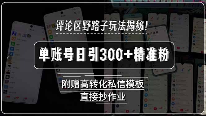 评论区引流野路子!单账号日引300+精准粉,附高转化私信模板