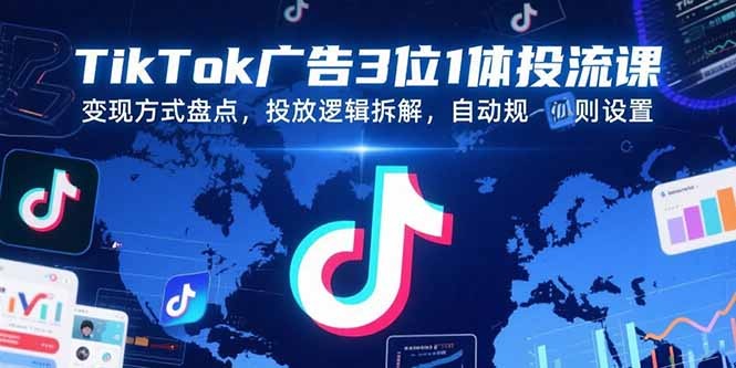 TikTok广告3位1体投流课：变现方式盘点+投放逻辑拆解+自动规则设置全攻略