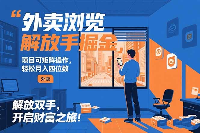 外卖浏览掘金项目:矩阵操作实操教程,低门槛轻松日入500+副业方法