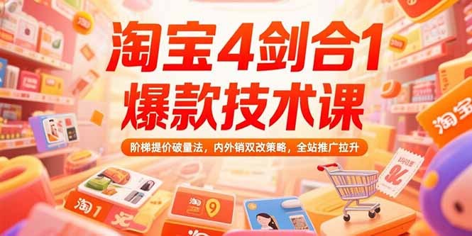 淘宝“4剑合1”爆款技术课:阶梯提价破量法+内外销双改策略+全站推广拉升全攻略