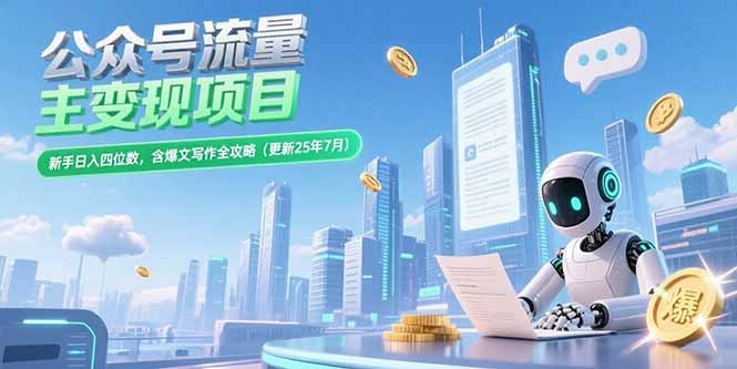 新手公众号流量主变现:日入四位数全攻略(含爆文写作技巧,2025年7月更新)