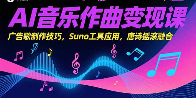 AI音乐作曲变现课:广告歌制作技巧+Suno工具应用,唐诗摇滚融合实战指南