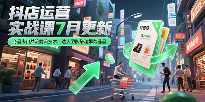 【7月更新】抖店运营实战课:商品卡自然流截流技术+达人团队搭建+爆款选品全攻略