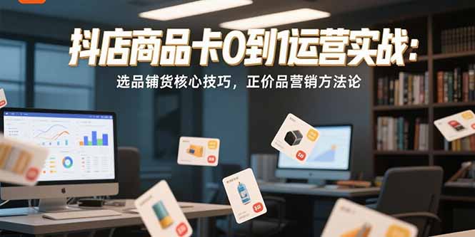 抖店商品卡从0到1运营实战:选品铺货技巧+正价品营销核心方法