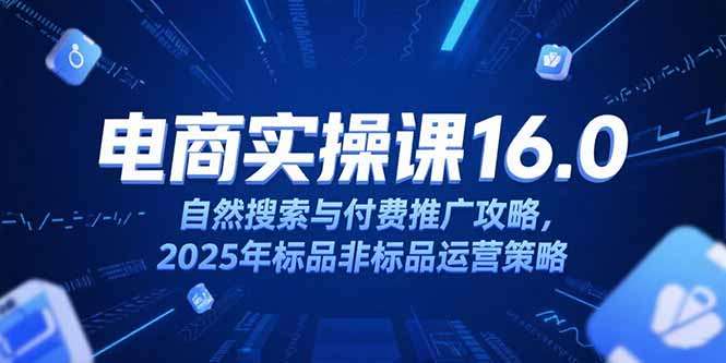 2025淘宝电商运营课16.0:自然搜索+付费推广全攻略,标品非标品运营策略详解