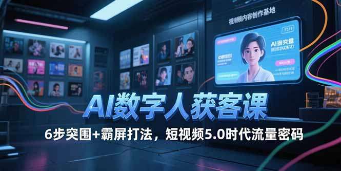 【AI数字人获客课】短视频5.0时代:6步突围+霸屏打法,解锁流量密码