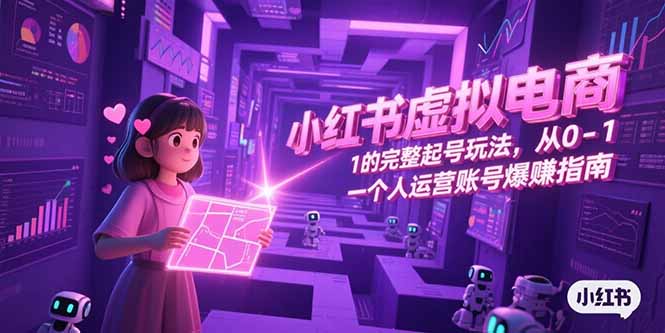 小红书虚拟电商从0-1起号：一个人运营保姆级玩法，爆赚全流程指南
