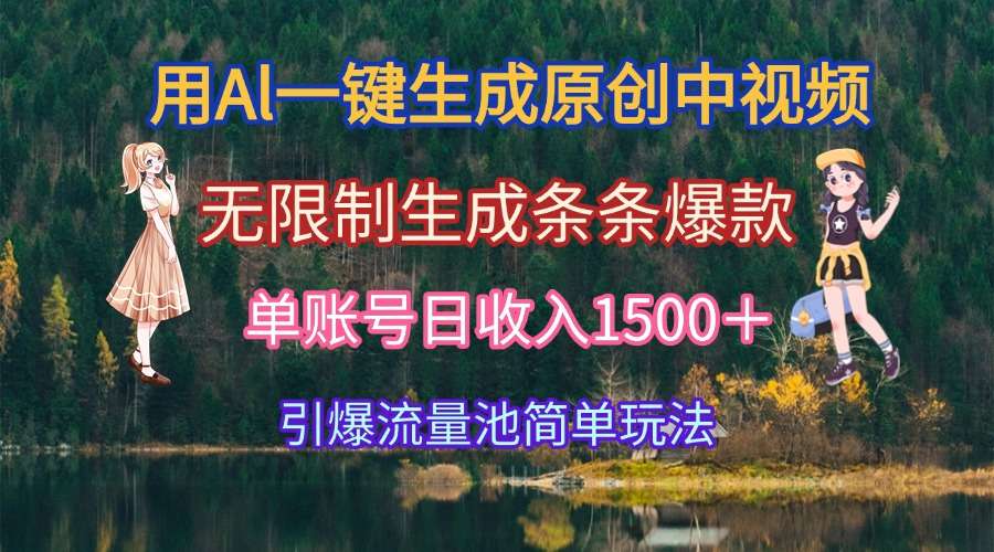 AI一键生成原创中视频：无限条爆款，单账号日入1500+，引爆流量收益！