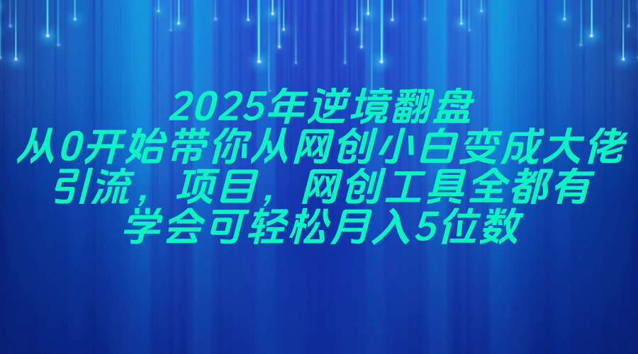 2025年逆境翻盘：网创小白从0开始，引流+项目+工具全攻略，3步变身大佬