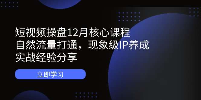 12月短视频操盘手核心课：自然流量从0到1打通+现象级IP养成实战，操盘手亲授经验全分享