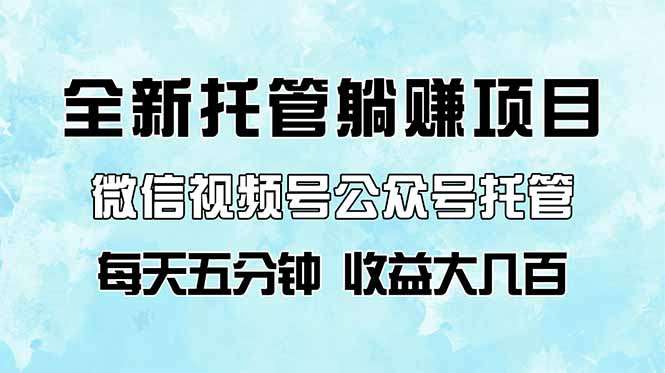 【副业托管】微信视频号公众号代运营，每天5分钟躺赚，日赚大几百新手也能做