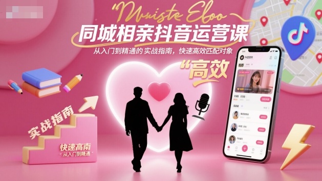 同城相亲抖音运营课：从入门到精通的实战教程，快速高效匹配对象方法