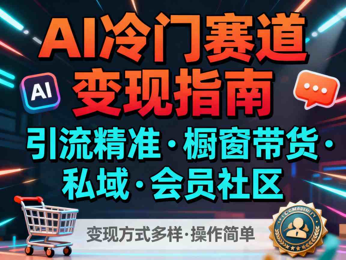 AI冷门赛道引流精准：橱窗带货+私域+会员社区，变现方式多样，操作简单易上手