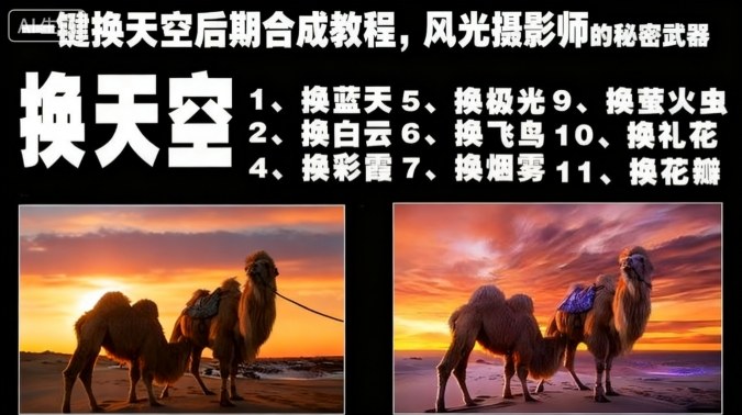 风光摄影师秘密武器：一键换天空后期合成教程，新手也能秒会的天空替换技巧