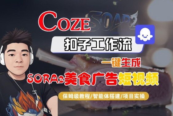 Coze扣子智能体工作流：一键生成SORA2美食广告短视频全流程保姆级教学