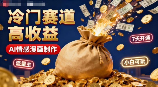 公众号冷门赛道：AI情感漫画7天开通流量主，小白简单操作也能玩