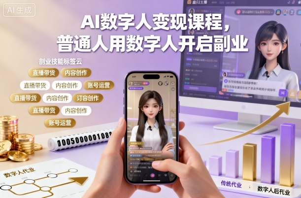 普通人AI数字人变现教程：零门槛副业实操指南，用数字人轻松开启赚钱之路