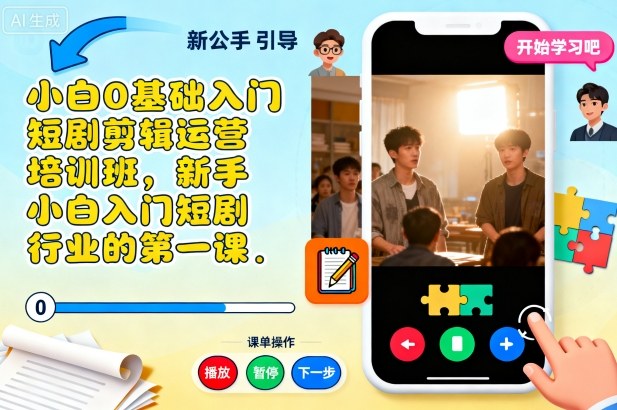 小白0基础入门短剧剪辑运营培训班：新手小白入局短剧行业的第一课