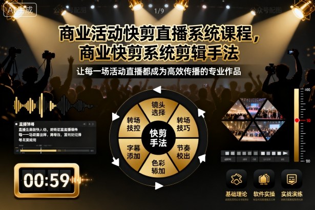 商业活动快剪直播系统课程：商业快剪系统剪辑手法从入门到精通教程