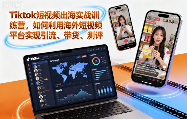 TikTok出海实战训练营：引流、带货、测评全攻略，海外短视频平台实操指南