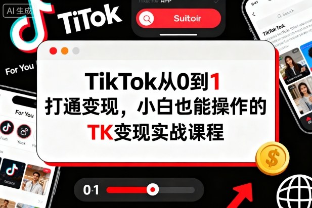 TikTok变现0到1实战课：小白也能轻松上手的保姆级教程