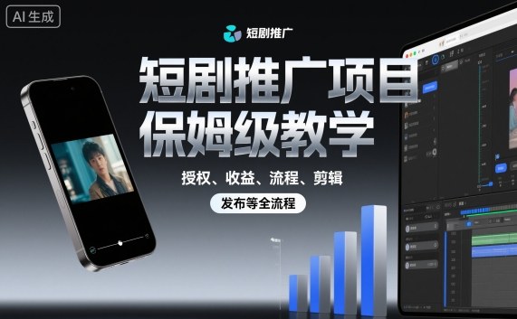 短剧推广项目保姆级教程：授权、收益、流程、剪辑、发布全流程指南
