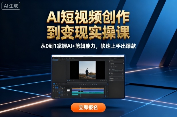 AI短视频创作实操课：从0到1掌握AI剪辑能力，新手快速上手出爆款（10月更新）