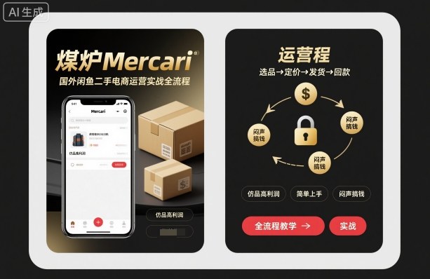 【煤炉Mercari】海外二手电商实战全流程：仿品高利润项目，简单上手闷声搞钱