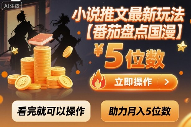 小说推文最新玩法：番茄国漫赛道月入5位数攻略，看完即可上手！