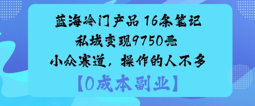 冷门小众赛道：16条笔记撬动私域变现9750元，操作人数少竞争小！