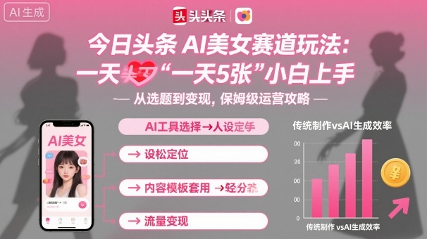 今日头条AI美女赛道：小白零门槛玩法，一天轻松5张收益秘籍