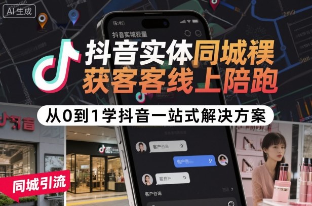 实体商家抖音同城获客：从0到1线上陪跑，一站式解决方案