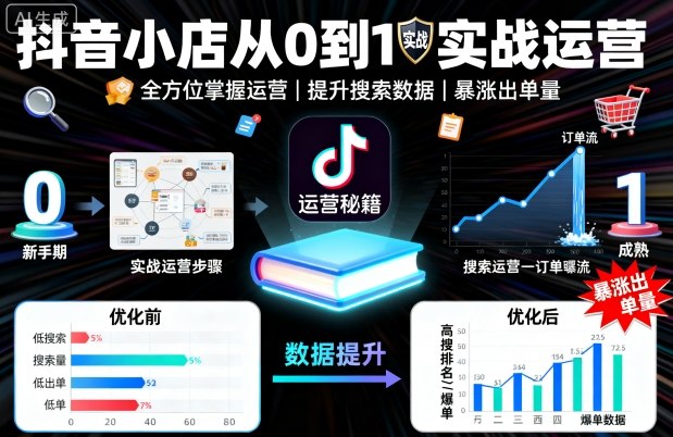 抖音小店从0到1实战运营指南：全方位掌握运营技巧，提升搜索流量与出单量