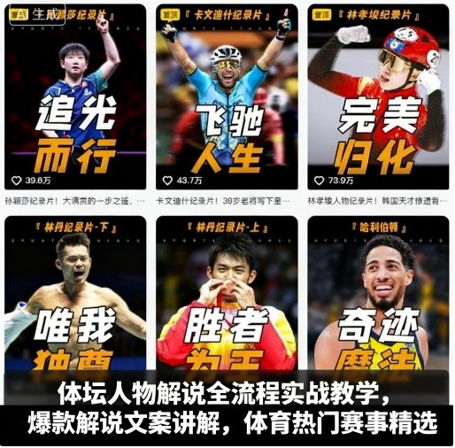 体坛人物解说从0到1全流程实战教学：爆款文案拆解+热门赛事案例精选
