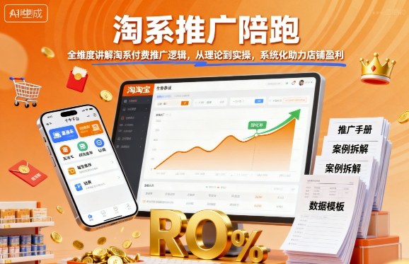 淘系付费推广陪跑：全维度解析推广逻辑，理论+实操系统化助力店铺盈利增长