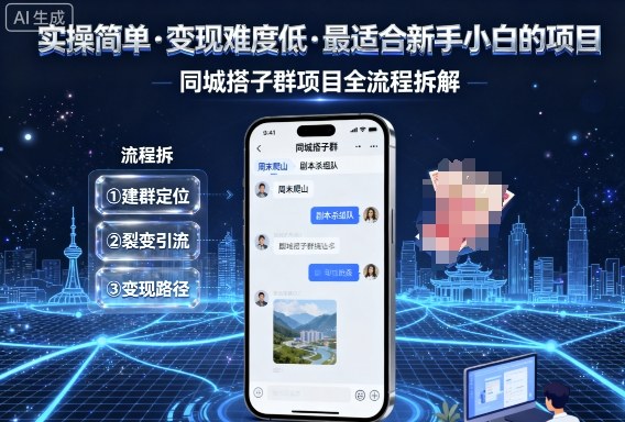 【新手小白必看】同城搭子群项目全流程拆解:实操简单变现低,每天轻松赚300,小白也能上手