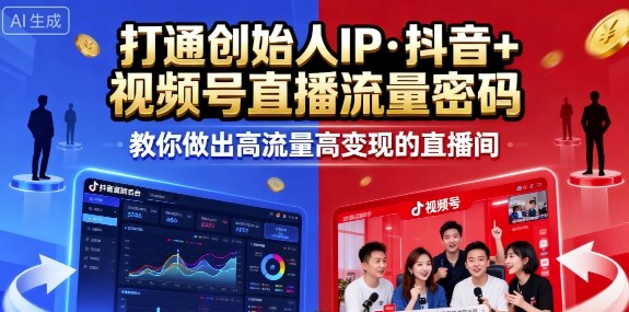 25年9-10月两期线下课：打通创始人IP+抖音视频号直播流量密码，教你打造高流量高变现直播间