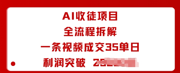 AI收徒项目全流程实操拆解：1条视频爆单35单，日利润稳破1k+秘籍