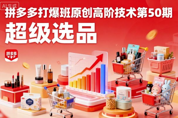 拼多多打爆班第50期：原创高阶技术实战，超级选品全攻略