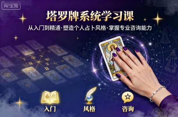 从入门到精通：塔罗牌系统学习课，塑造个人占卜风格，掌握专业咨询能力