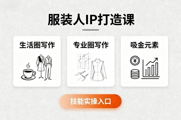 服装人IP打造课：文案创富+生活圈/专业圈双圈写作，吸金元素全拆解+技能实操，专为服装人定制变现方案