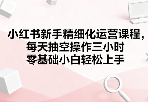 零基础小白必看！小红书新手精细化运营课，每天3小时碎片时间轻松上手实操