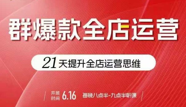 贾真电商群爆款全店运营：21天提升运营思维，快速起店+爆款持续产出