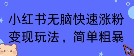 小红书soe涨粉变现：3步无脑实操，快速涨粉+变现，简单粗暴！