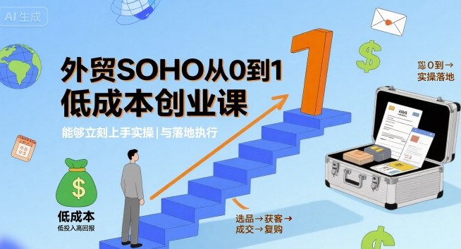 外贸SOHO从0到1低成本创业课：分步实操系统，立刻上手可落地